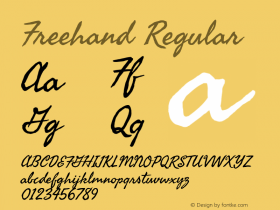 Freehand Regular Version 8.002; ttfautohint (v1.8.3)图片样张