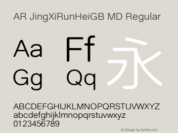 AR JingXiRunHeiGB MD Version 1.00 - This font set is licensed to 