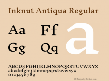 Inknut Antiqua Regular Version 1.003; ttfautohint (v1.8.2) -l 8 -r 50 -G 200 -x 14 -D latn -f none -a qsq -W -X 