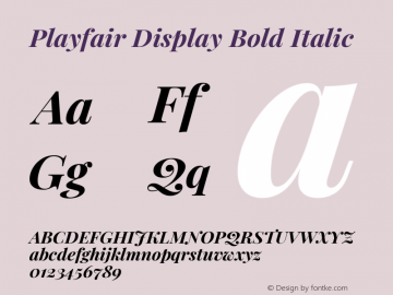 Playfair Display Bold Italic Version 1.200; ttfautohint (v1.6)图片样张