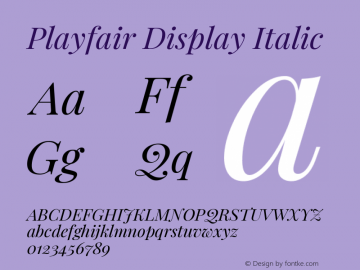 Playfair Display Italic Version 1.200; ttfautohint (v1.6)图片样张