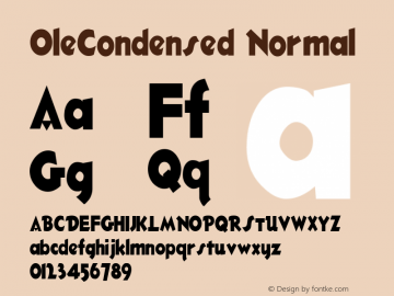 OleCondensed Normal 1.0/1995: 2.0/2001 Font Sample