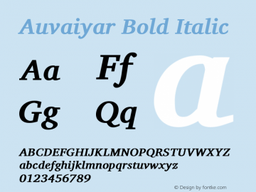 Auvaiyar Bold Italic Version 0.703 dev-23bff7图片样张