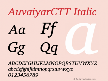 AuvaiyarCTT Italic Version 0.703 dev-23bff7图片样张