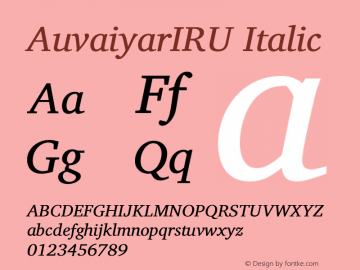 AuvaiyarIRU Italic Version 0.703 dev-23bff7图片样张