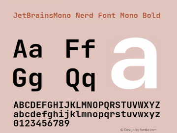 JetBrains Mono Bold Nerd Font Complete Mono Version 2.242; ttfautohint (v1.8.3);Nerd Fonts 2.1.0图片样张