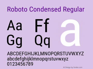 Roboto Condensed Version 2.137; 2017图片样张