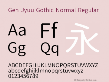 Gen Jyuu Gothic Normal Version 1.002.20150607图片样张