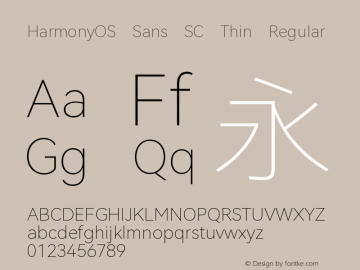 HarmonyOS Sans SC Thin Version 1.0图片样张