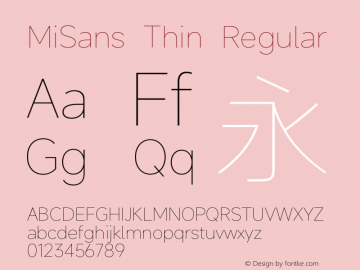 MiSans Thin Version 2.000图片样张