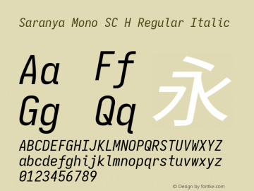Saranya Mono SC H Regular Italic 图片样张