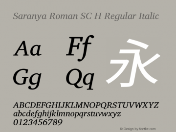 Saranya Roman SC H Regular Italic 图片样张