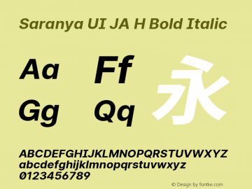 Saranya UI JA H Bold Italic 图片样张