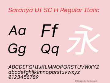 Saranya UI SC H Regular Italic 图片样张