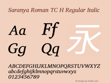 Saranya Roman TC H Regular Italic 图片样张