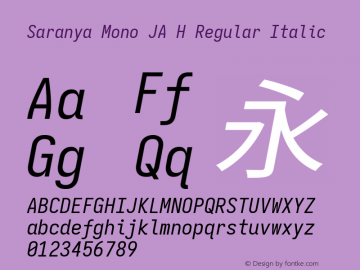 Saranya Mono JA H Regular Italic 图片样张