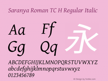 Saranya Roman TC H Regular Italic 图片样张