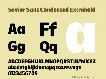 Savior Sans Condensed Extrabold Version 1.000;FEAKit 1.0图片样张