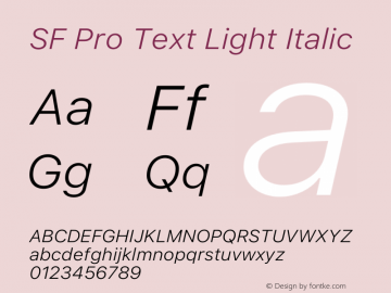 SF Pro Text Light Italic Version 17.1d1e1图片样张