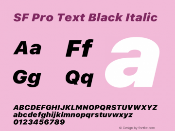 SF Pro Text Black Italic Version 17.1d1e1图片样张