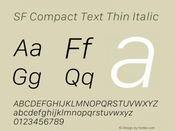 SF Compact Text Thin Italic Version 17.1d1e1 2021-10-19 | FoM Fix图片样张