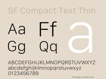 SF Compact Text Thin Version 17.1d1e1 2021-10-19 | FoM Fix图片样张