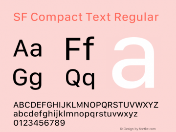 SF Compact Text Regular Version 17.1d1e1 2021-10-19 | FoM Fix图片样张