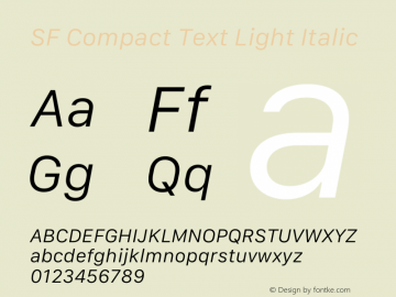 SF Compact Text Light Italic Version 17.1d1e1 2021-10-19 | FoM Fix图片样张
