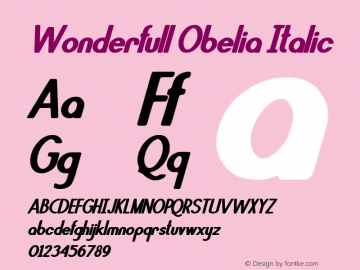 Wonderfull Obelia Italic Version 1.00;November 23, 2021;FontCreator 13.0.0.2683 32-bit图片样张