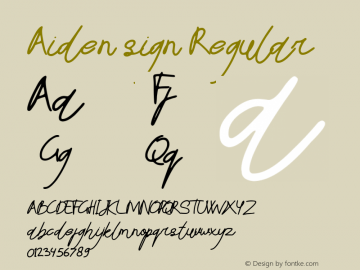 Aiden sign Version 1.00;November 19, 2021;FontCreator 13.0.0.2683 32-bit图片样张