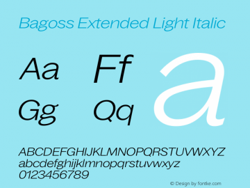 Bagoss Extended Light Italic Version 1.000图片样张