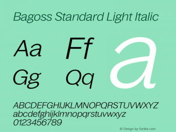 Bagoss Standard Light Italic Version 1.000图片样张