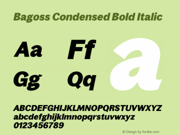 Bagoss Condensed Bold Italic Version 1.000图片样张