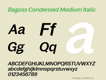 Bagoss Condensed Medium Italic Version 1.000图片样张