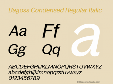 Bagoss Condensed Regular Italic Version 1.000图片样张