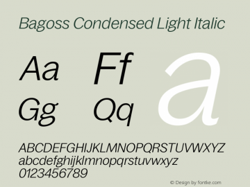 Bagoss Condensed Light Italic Version 1.000 | FoM Mod图片样张