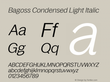 Bagoss Condensed Light Italic Version 1.000图片样张