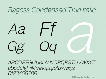 Bagoss Condensed Thin Italic Version 1.000 | FoM Mod图片样张