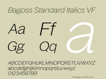 Bagoss Standard Italics VF Version 1.000 | FøM Fix图片样张