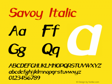 Savoy Italic 1.0/1995: 2.0/2001 Font Sample