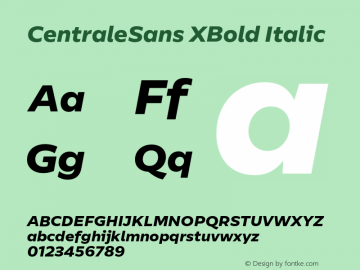 CentraleSans XBold Italic 4.000图片样张