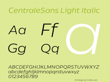 CentraleSans Light Italic 4.000图片样张
