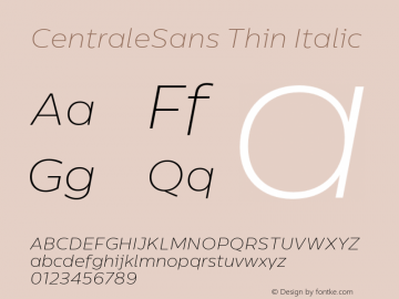 CentraleSans Thin Italic 4.000图片样张