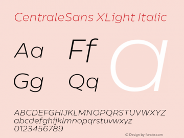 CentraleSans XLight Italic 4.000图片样张