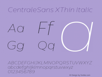 CentraleSans XThin Italic 4.000图片样张