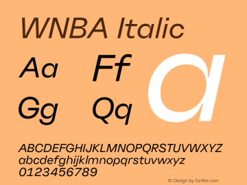 WNBA Italic Version 1.001;PS 1.1;hotconv 1.0.88;makeotf.lib2.5.647800图片样张