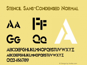Stencil Sans-Condensed Normal Macromedia Fontographer 4.1 9/26/96 Font Sample