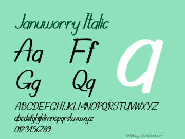 Januworry Italic Version 1.00;November 29, 2021;FontCreator 13.0.0.2630 32-bit图片样张