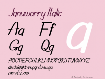 Januworry Italic Version 1.00;November 29, 2021;FontCreator 13.0.0.2630 32-bit图片样张