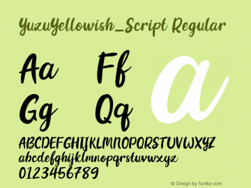 YuzuYellowishScript-Regular Version 1.022;Fontself Maker 3.5.7图片样张